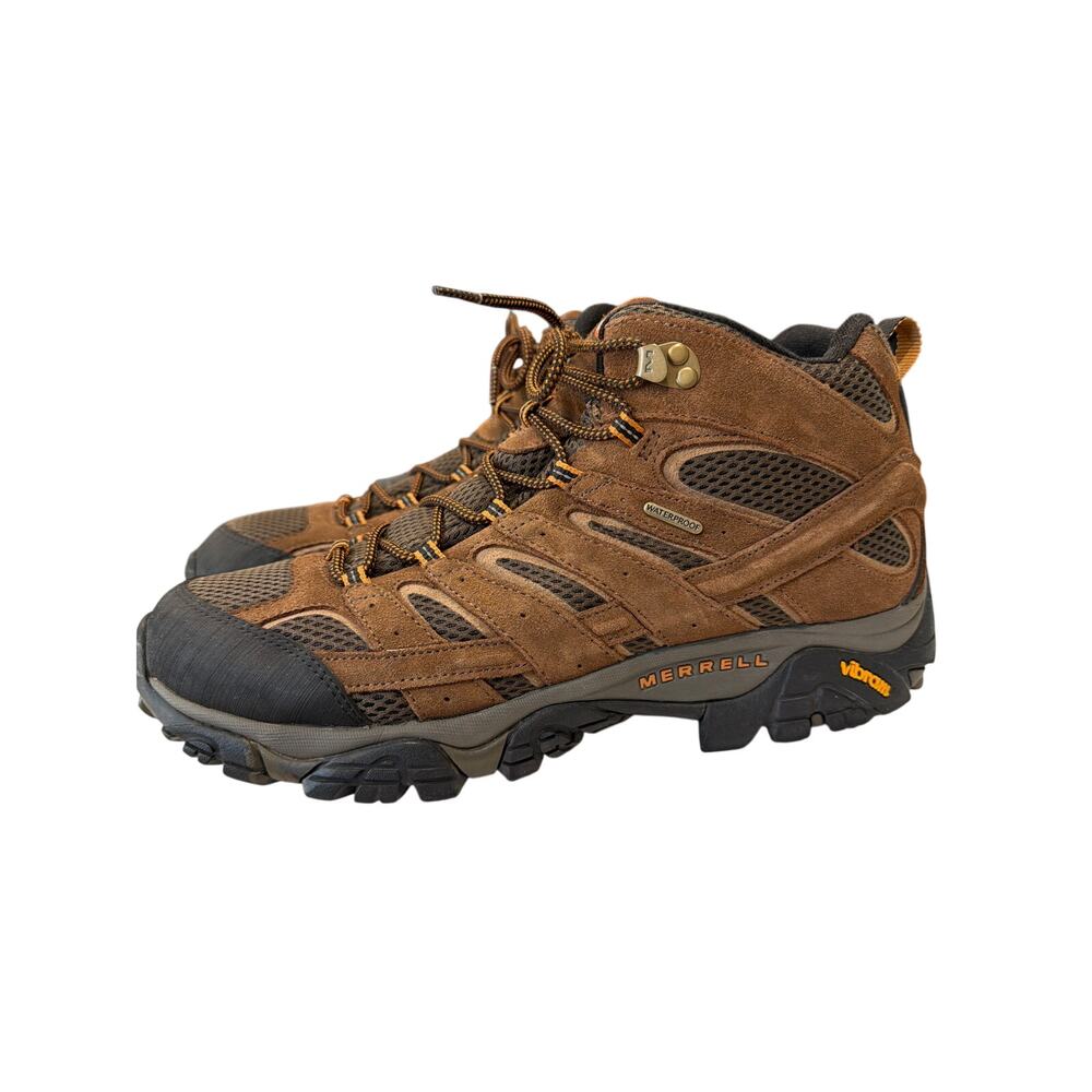 Merrell Moab 3 Mid Sz 12 Waterproof hiking boot brown suede mesh upper Vibram